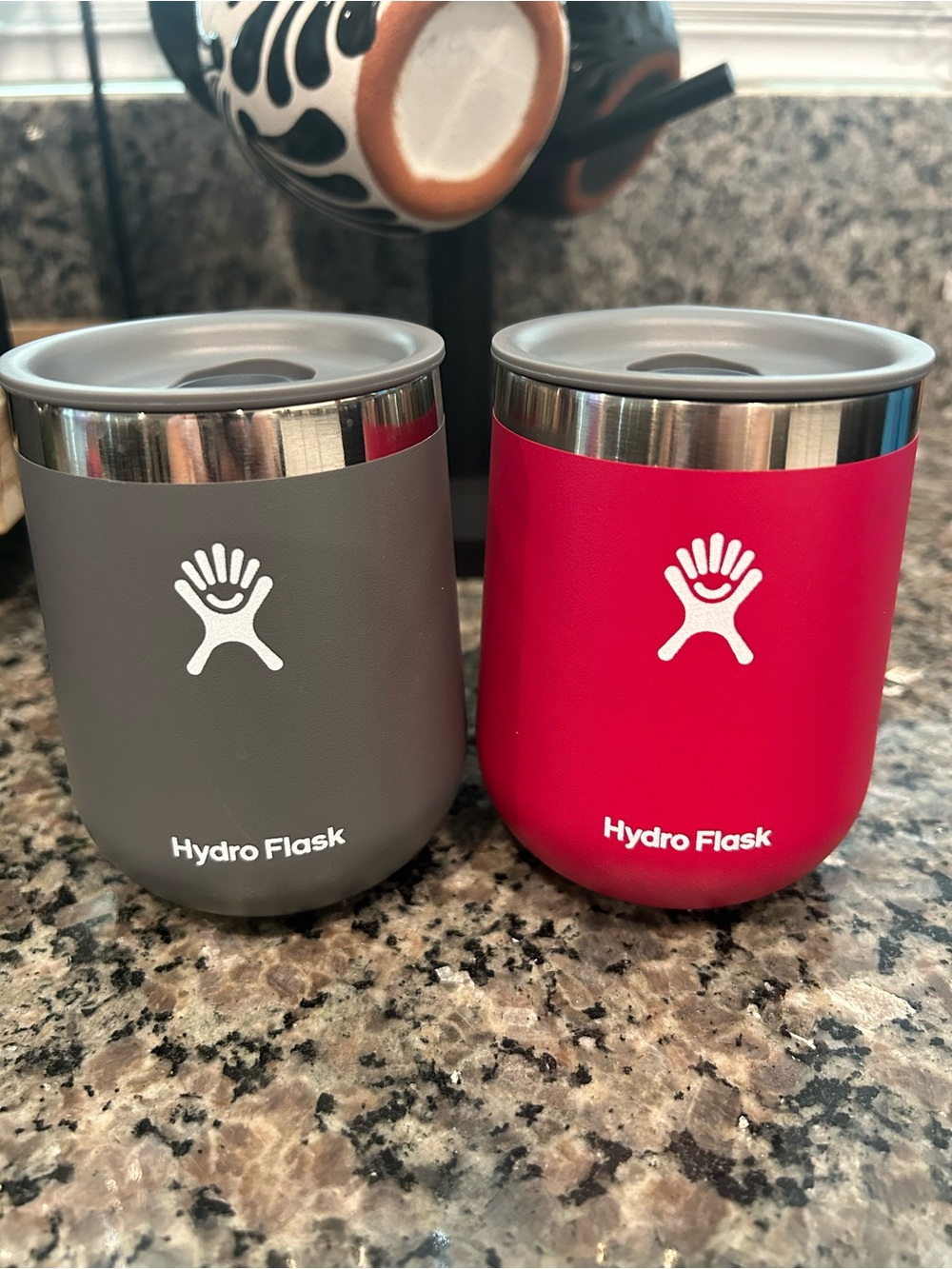 Hydro Flask Gray and Bright Red Insulated Wine Tumblers - Set of 2